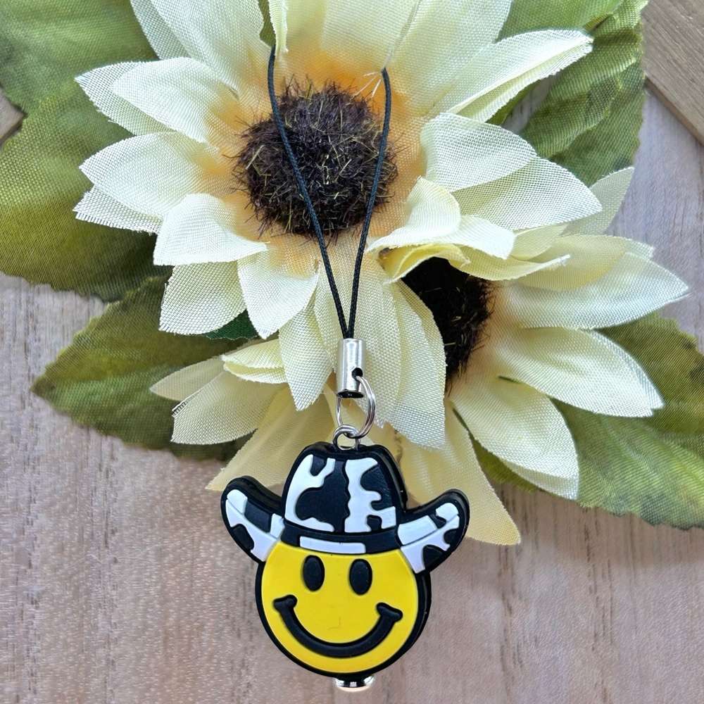Smiley Face Cowboy Phone Charm